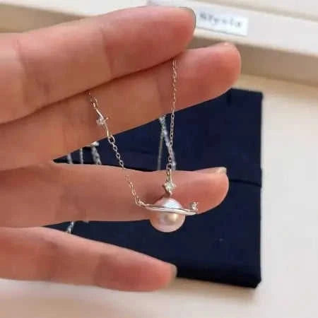 Pearl Planet Pendant Necklace 925 Sterling Silver Eco My Home Necklace Salty Season LLC ecomyhome.store United States