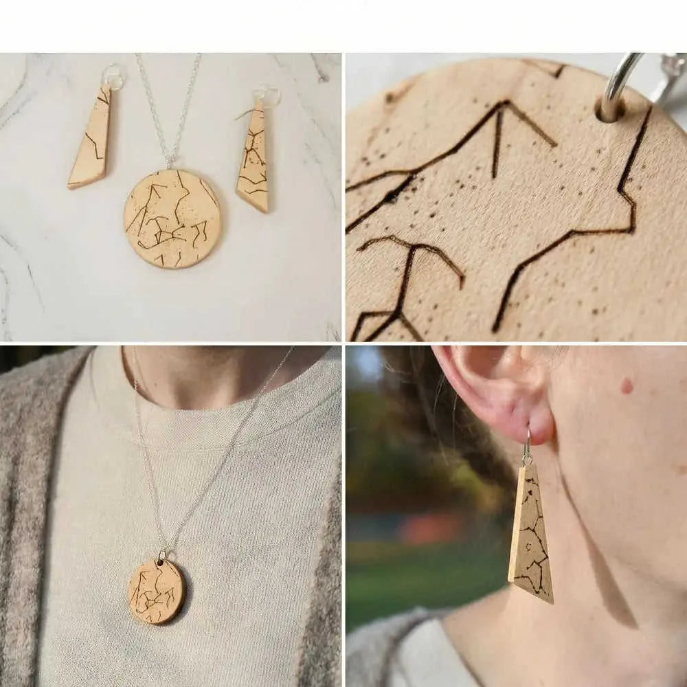 Personalized Star-Chart Olivewood Ascent Earrings Eco My Home Earrings PRW Made ecomyhome.store United States