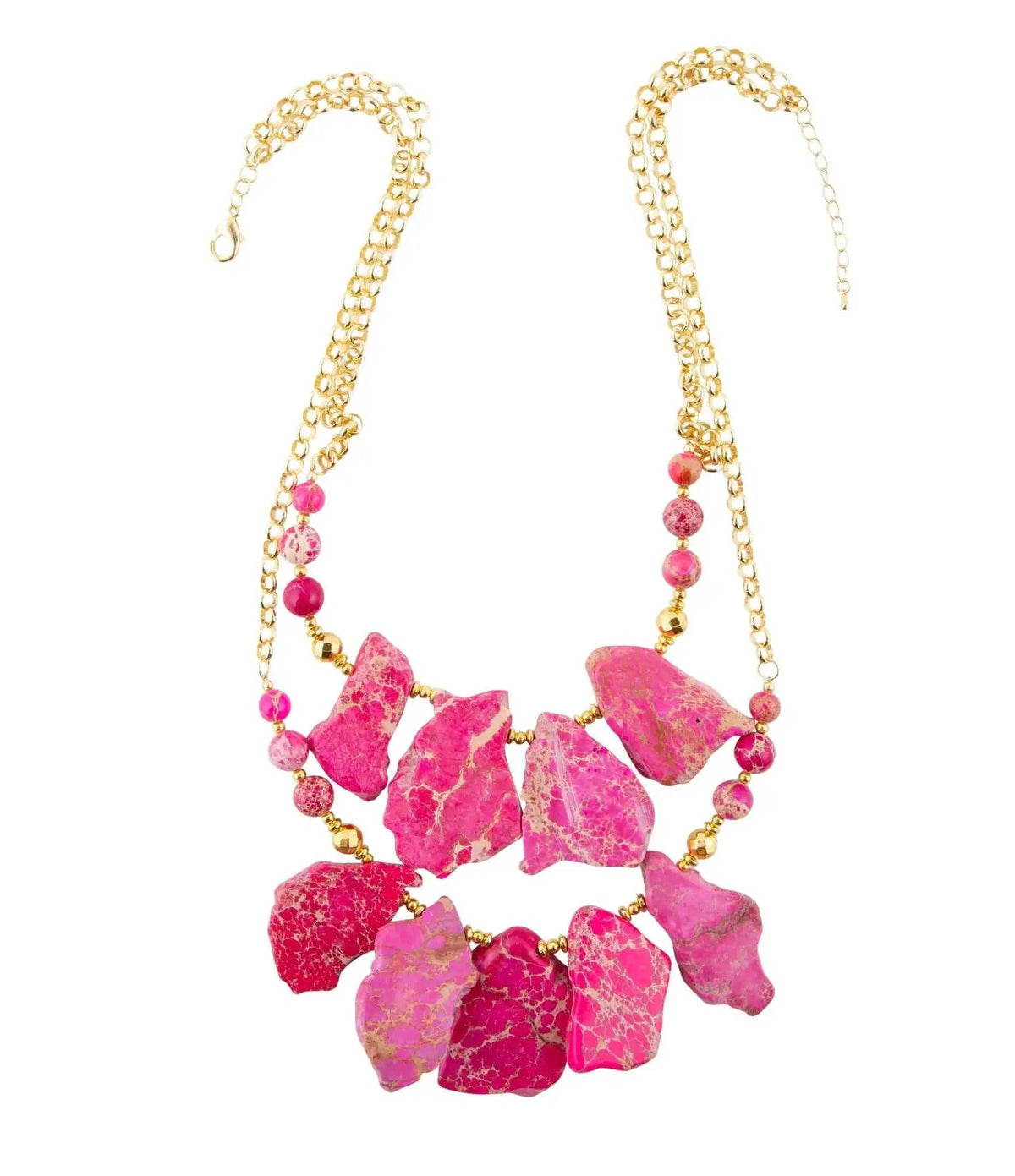 Pink Magenta Dreams Jasper and Goldtone Statement Necklace Eco My Home Necklaces Barse Jewelry ecomyhome.store United States