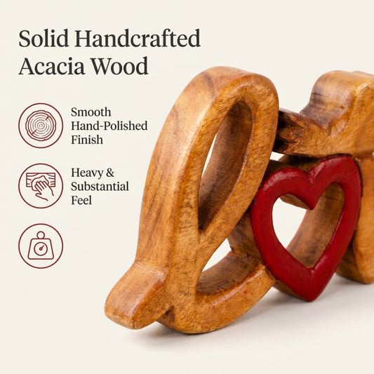 Wooden Love Sign – Amber Affection, Acacia Wood