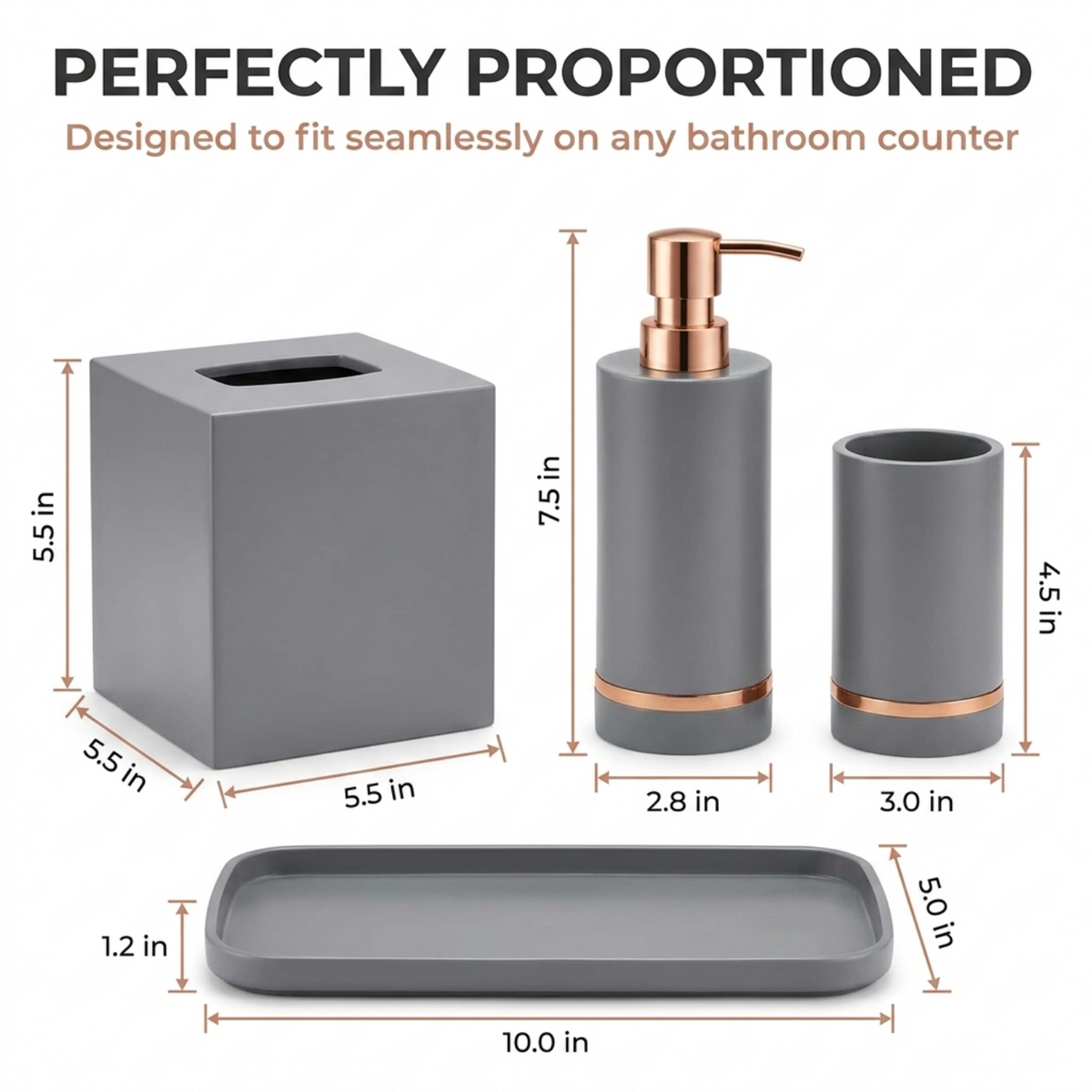 Acrylic Bathroom Set – Elegant Haven, 4 Piece