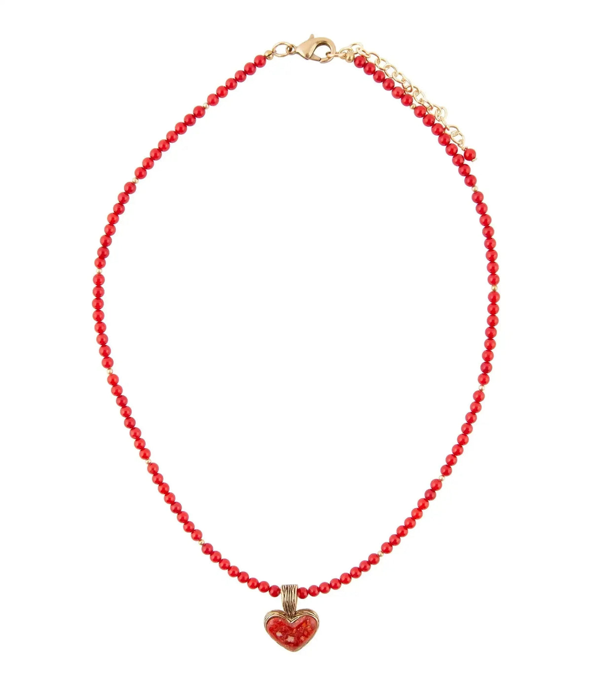 Red Coral Hart Pendant Golden Bronze Necklace Eco My Home Necklaces Barse Jewelry ecomyhome.store United States
