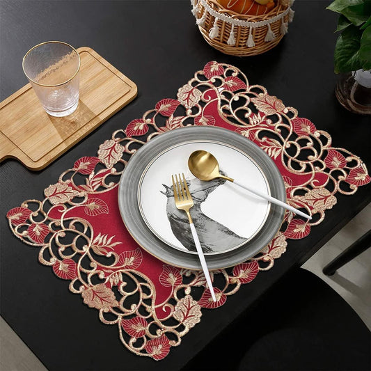 Burgundy Gold Placemats – Royal Garnet, 12x18 Inch