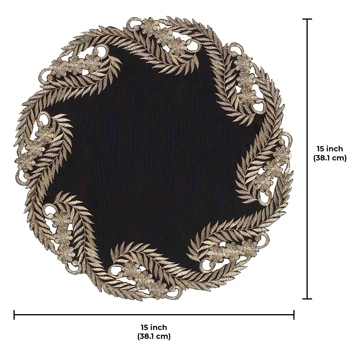 Black Gold Doilies – Ebony Bloom, 15 Inch