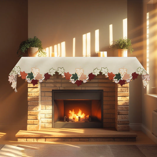 Mantel Scarf Cover | Elegant Falling Petals Lace Runner for Fireplace & Table