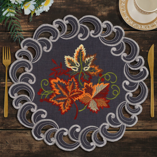 Gray Round Placemats – Aurora Charm, 15 Inch