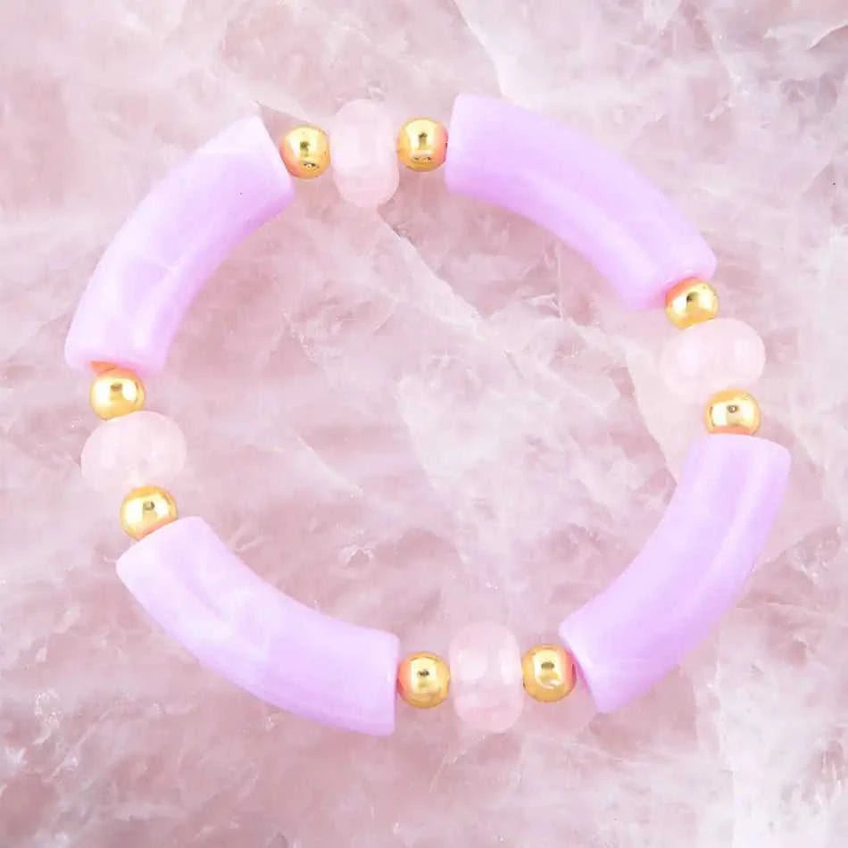 Rose Quartz Lilac Stretch Bracelet Eco My Home Bracelets Barse Jewelry ecomyhome.store United States