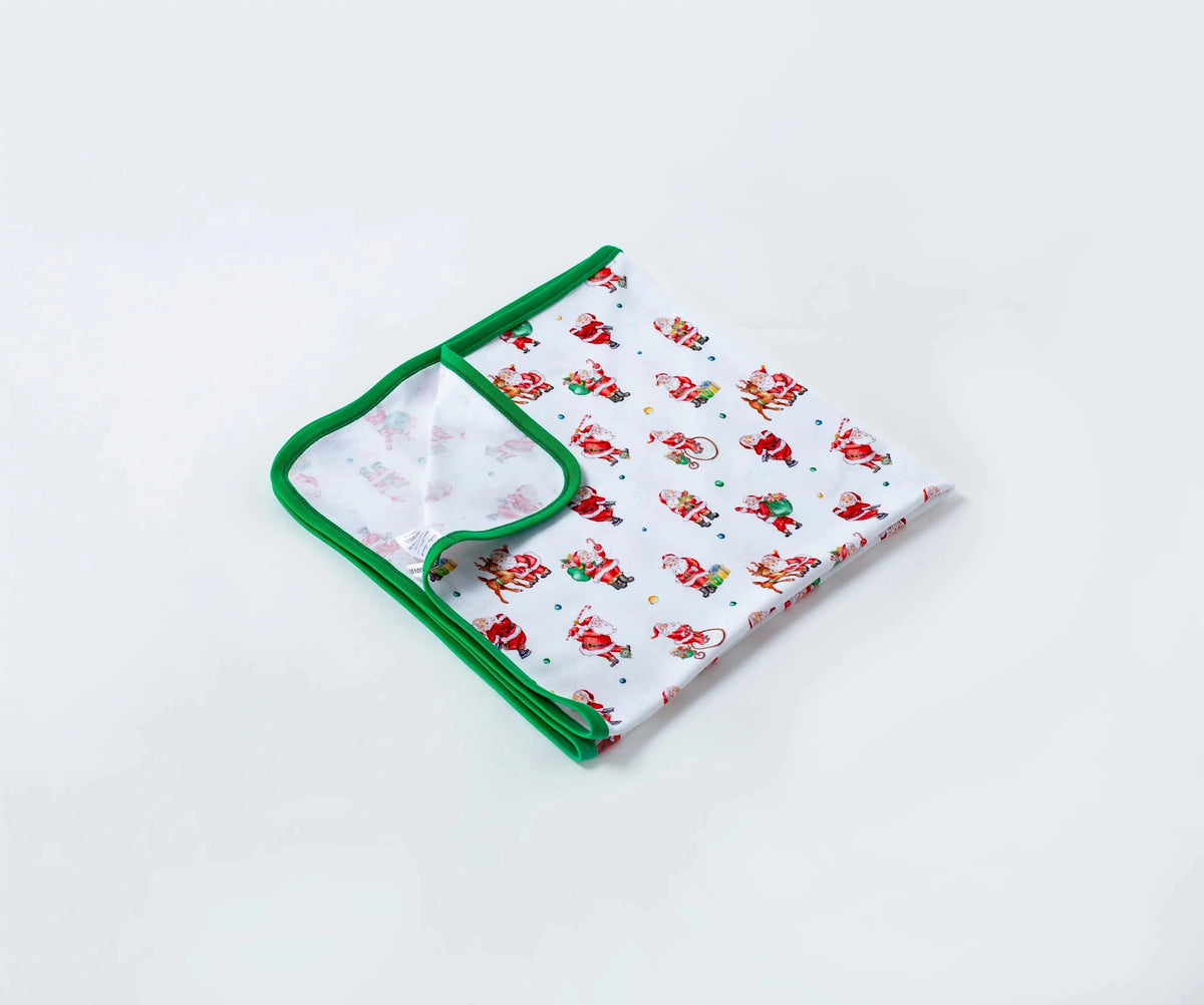 Santa Claus is Coming to Town Organic Cotton Christmas Baby Blanket Eco My Home Blanket Nola Tawk ecomyhome.store United States