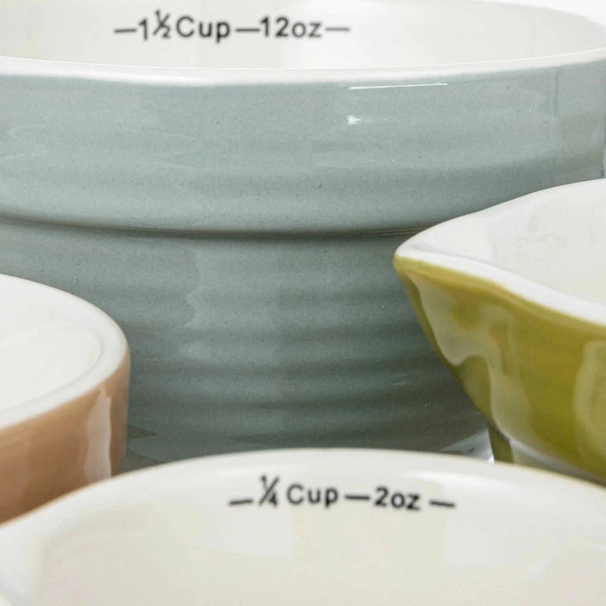 Stoneware Batter Bowl Measuring Cups – Set of 4, Multi-Color Eco My Home Kitchen Accessories White Cliff Studio ecomyhome.store United States