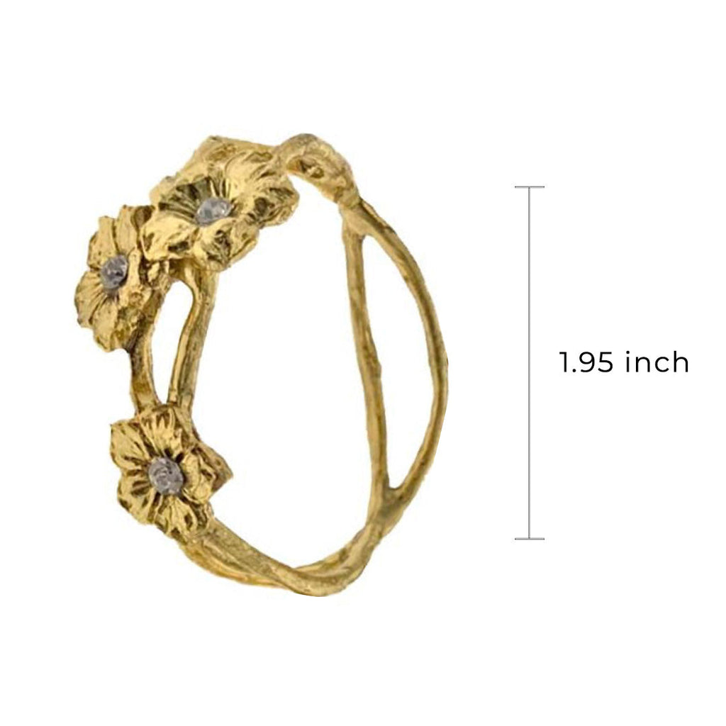 Napkin Rings in Gold Flower Design - Set of 4