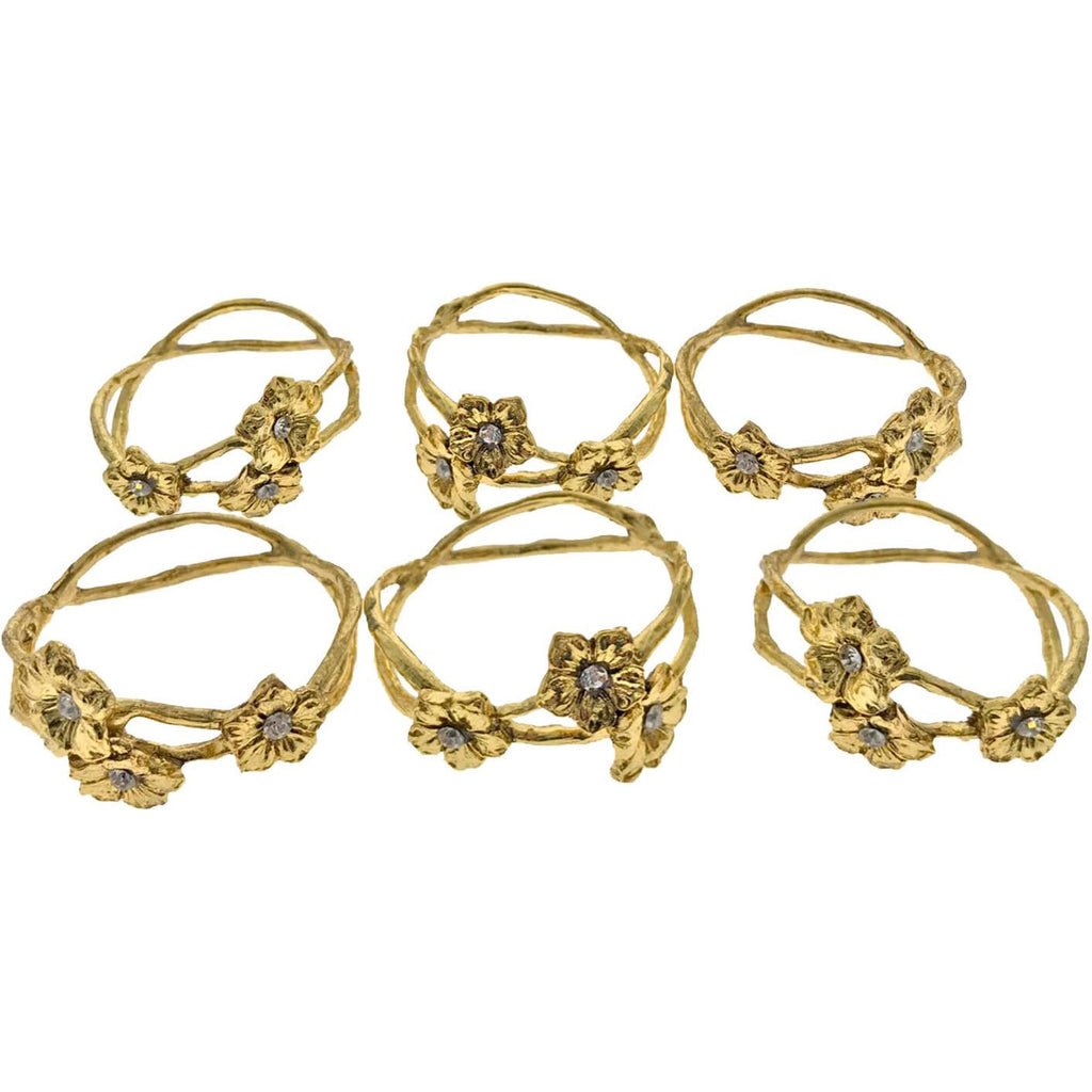 Napkin Rings in Gold Flower Design - Set of 4