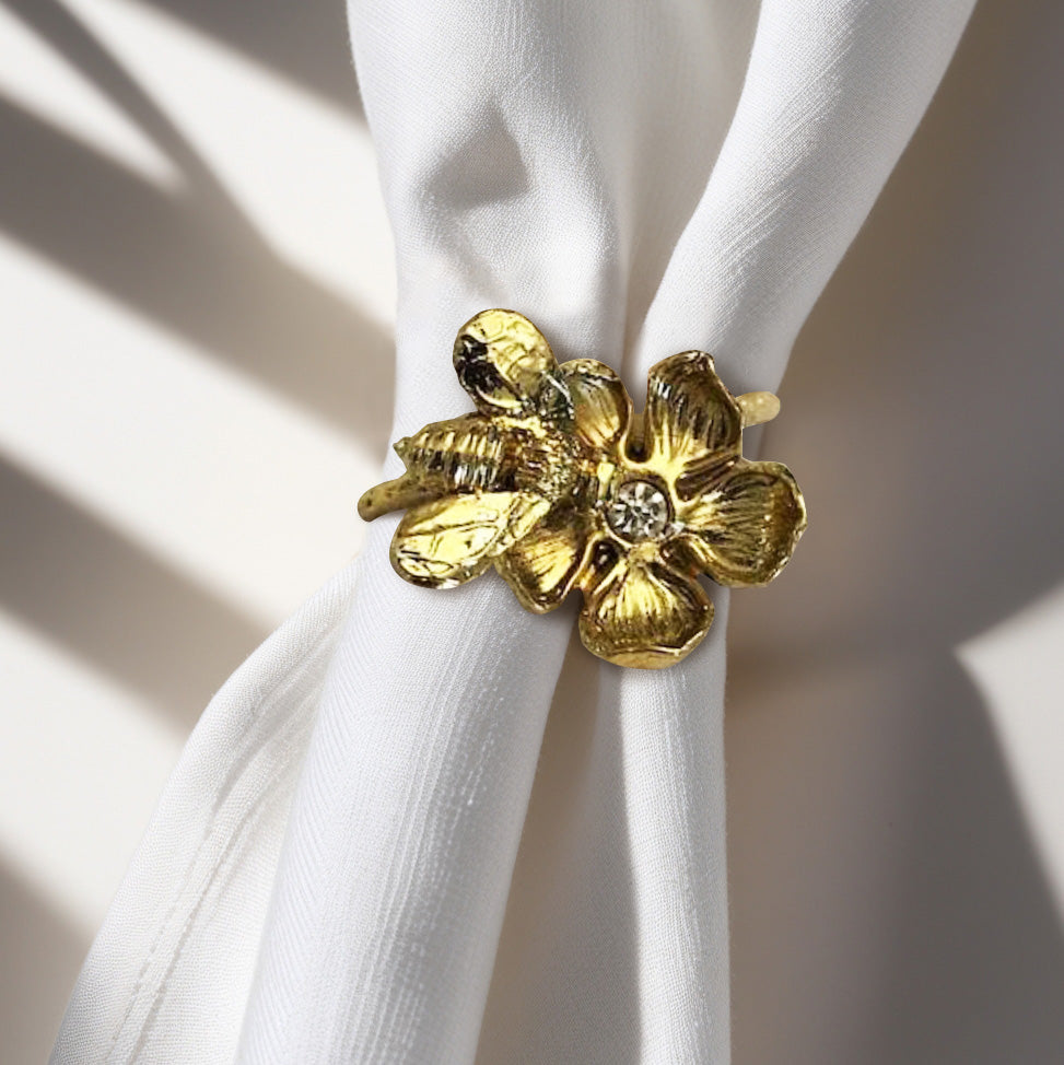 Gold Bee Napkin Rings – Set of 4