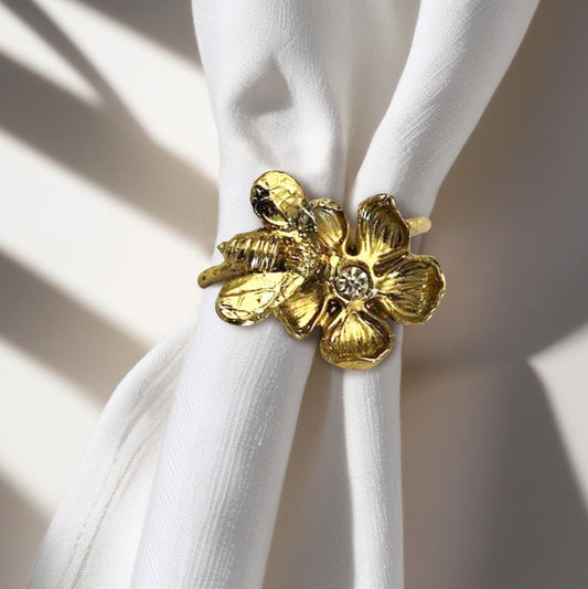 Gold Bee Napkin Rings – Set of 4