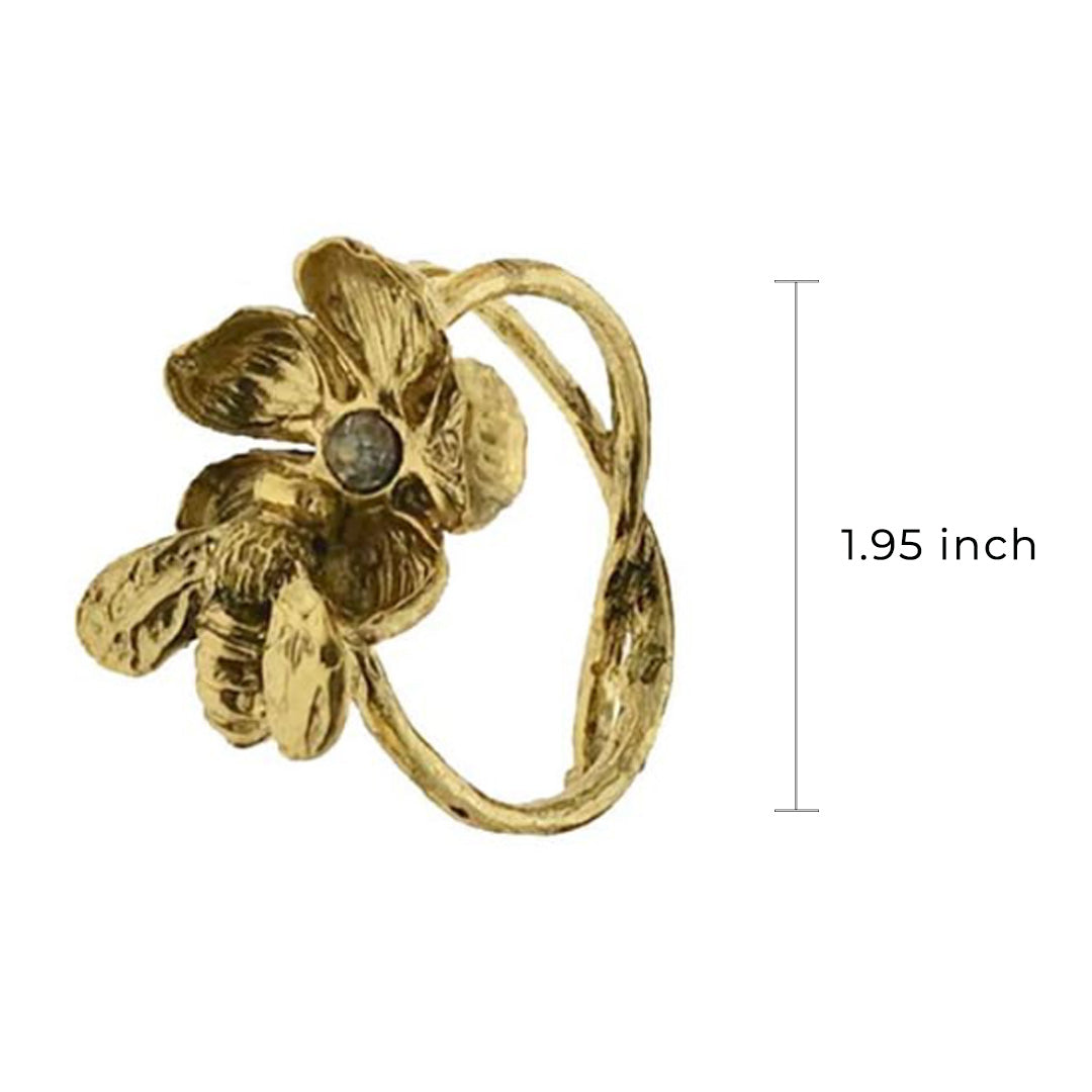 Napkin Rings in Gold Bee Design - Set of 4