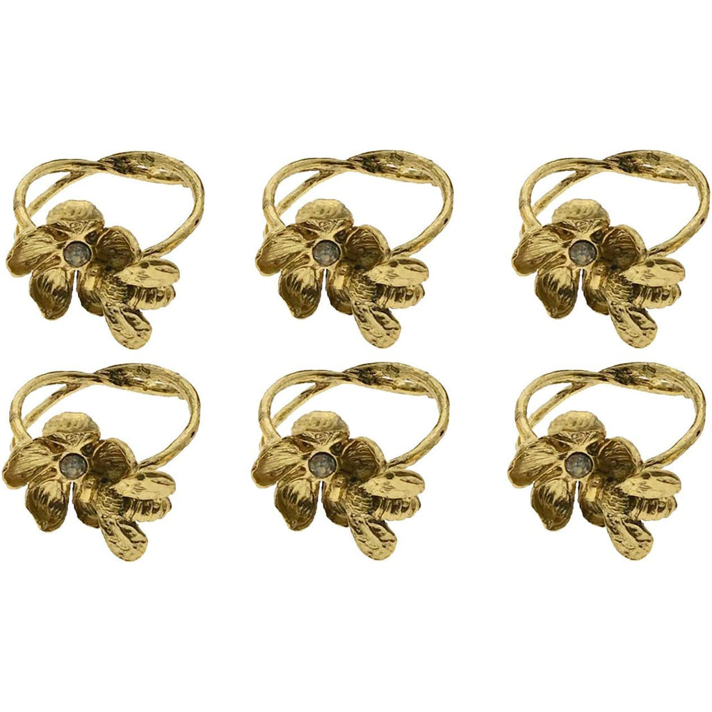 Napkin Rings in Gold Bee Design - Set of 4