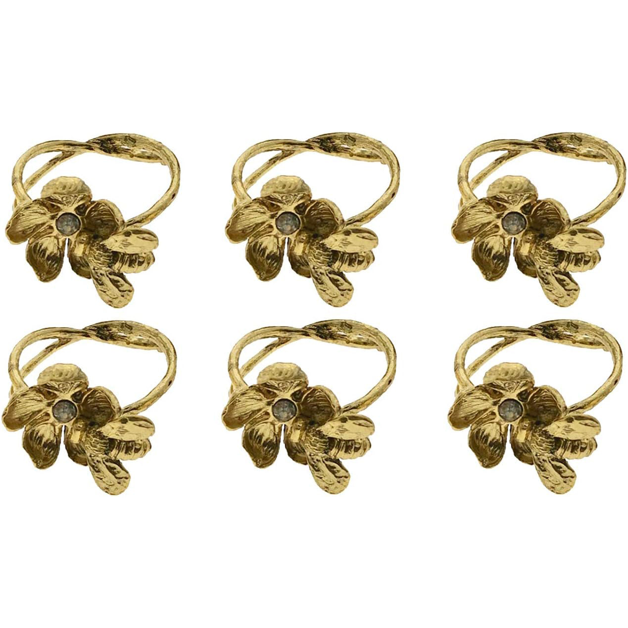 Napkin Rings in Gold Bee Design - Set of 4