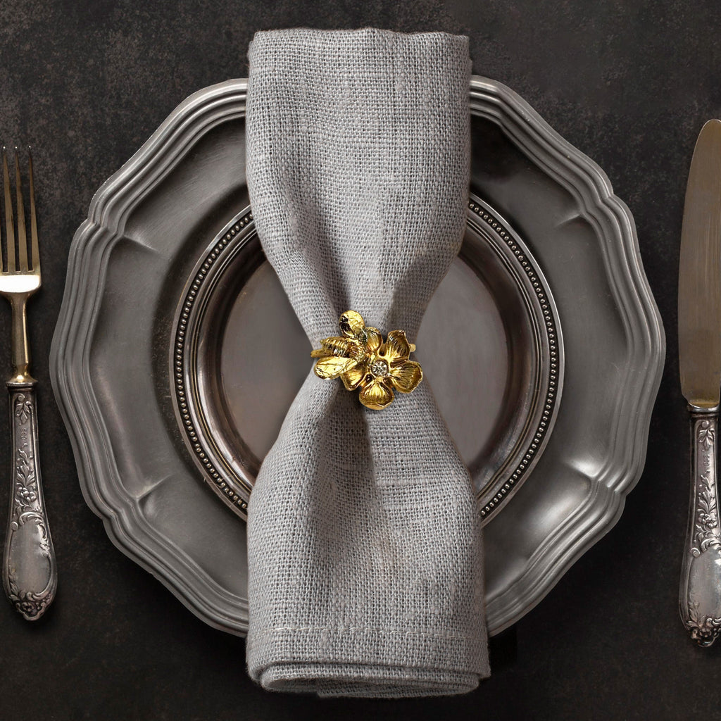 Napkin Rings in Gold Bee Design - Set of 4