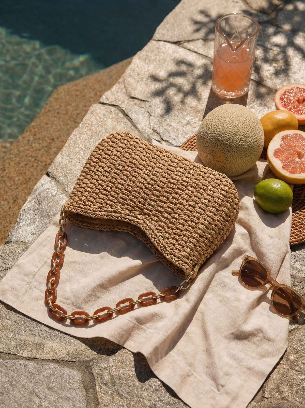 Colorful Woven Straw Shoulder Bag
