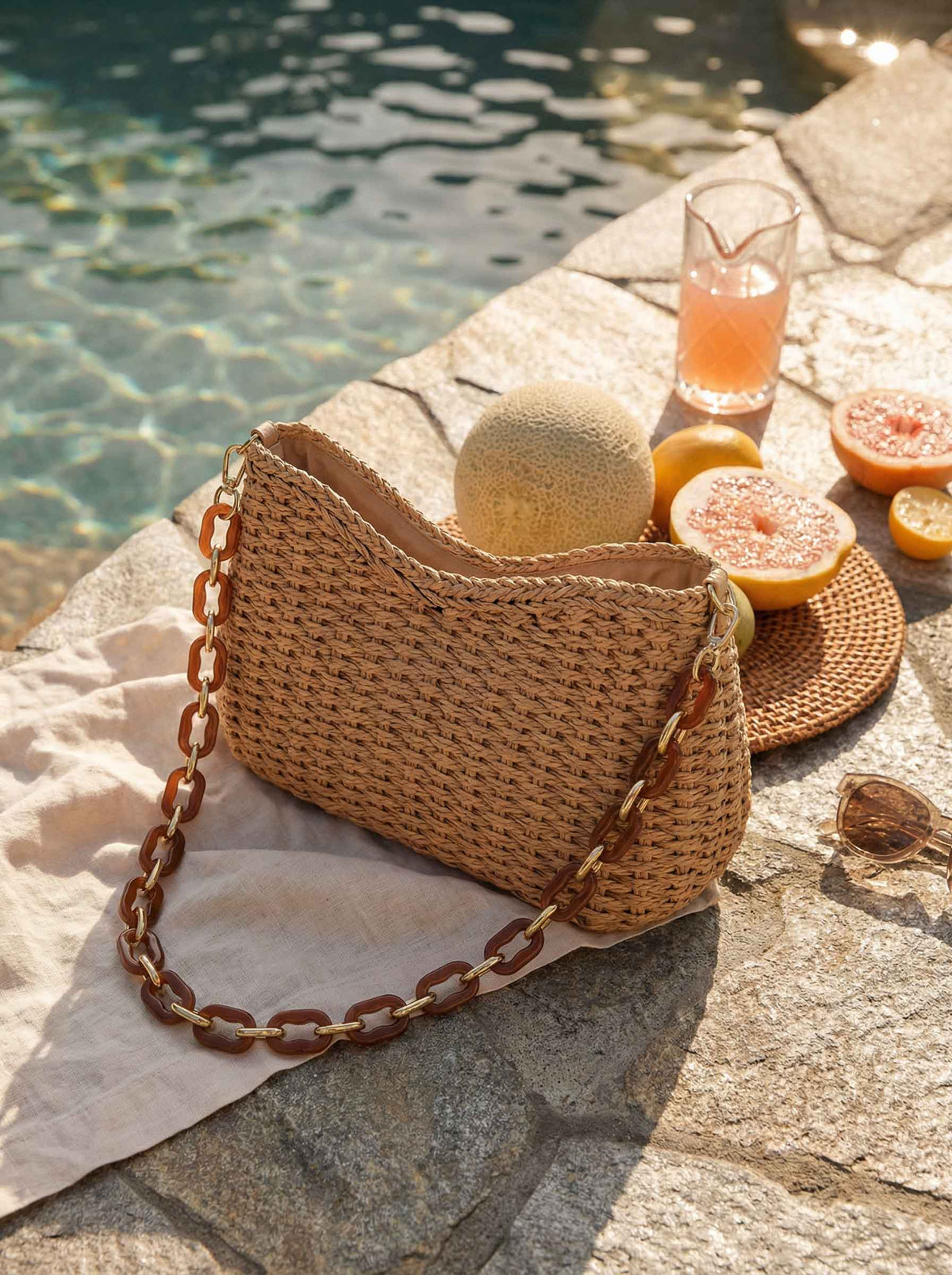 Colorful Woven Straw Shoulder Bag