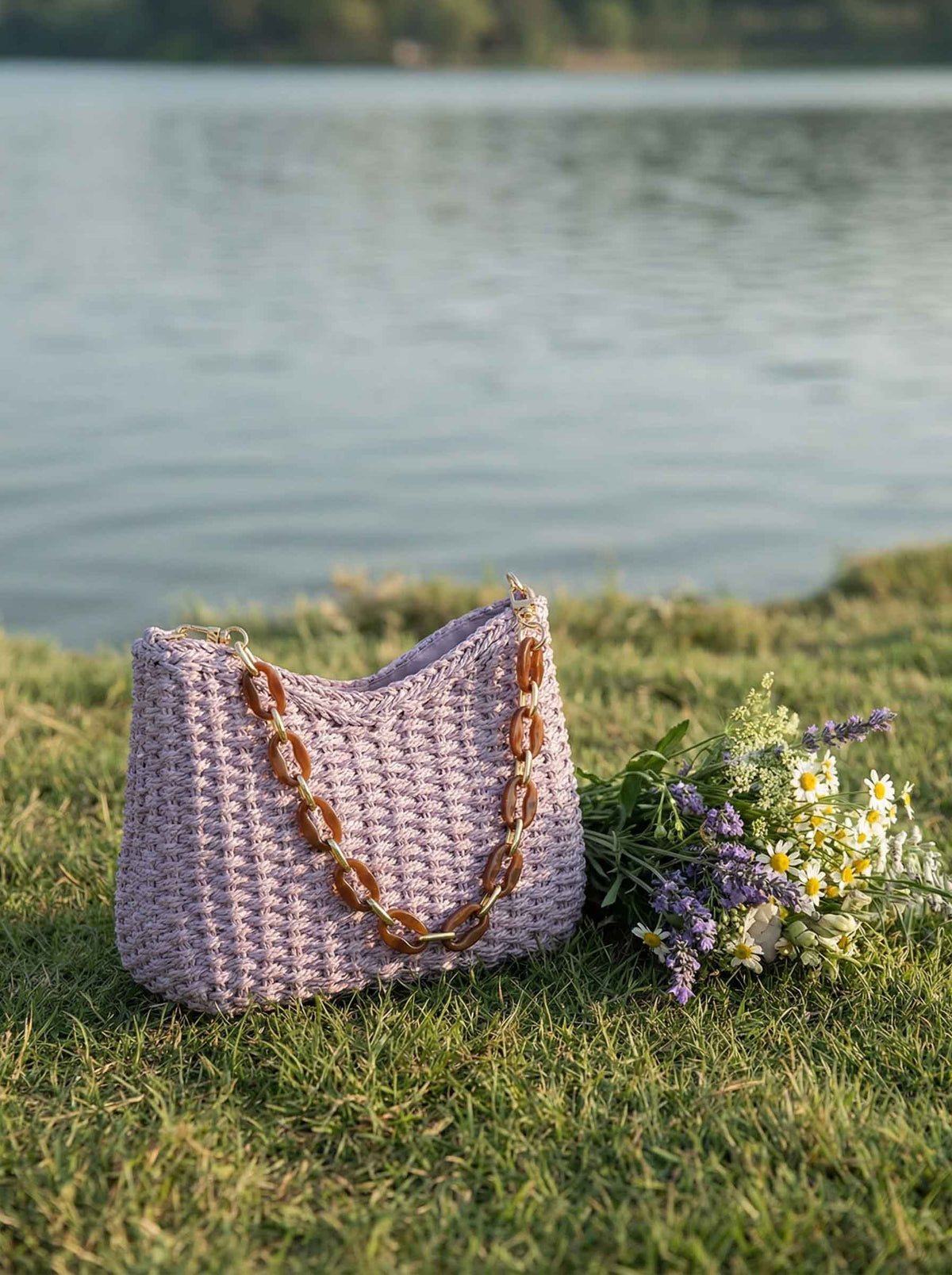 Colorful Woven Straw Shoulder Bag
