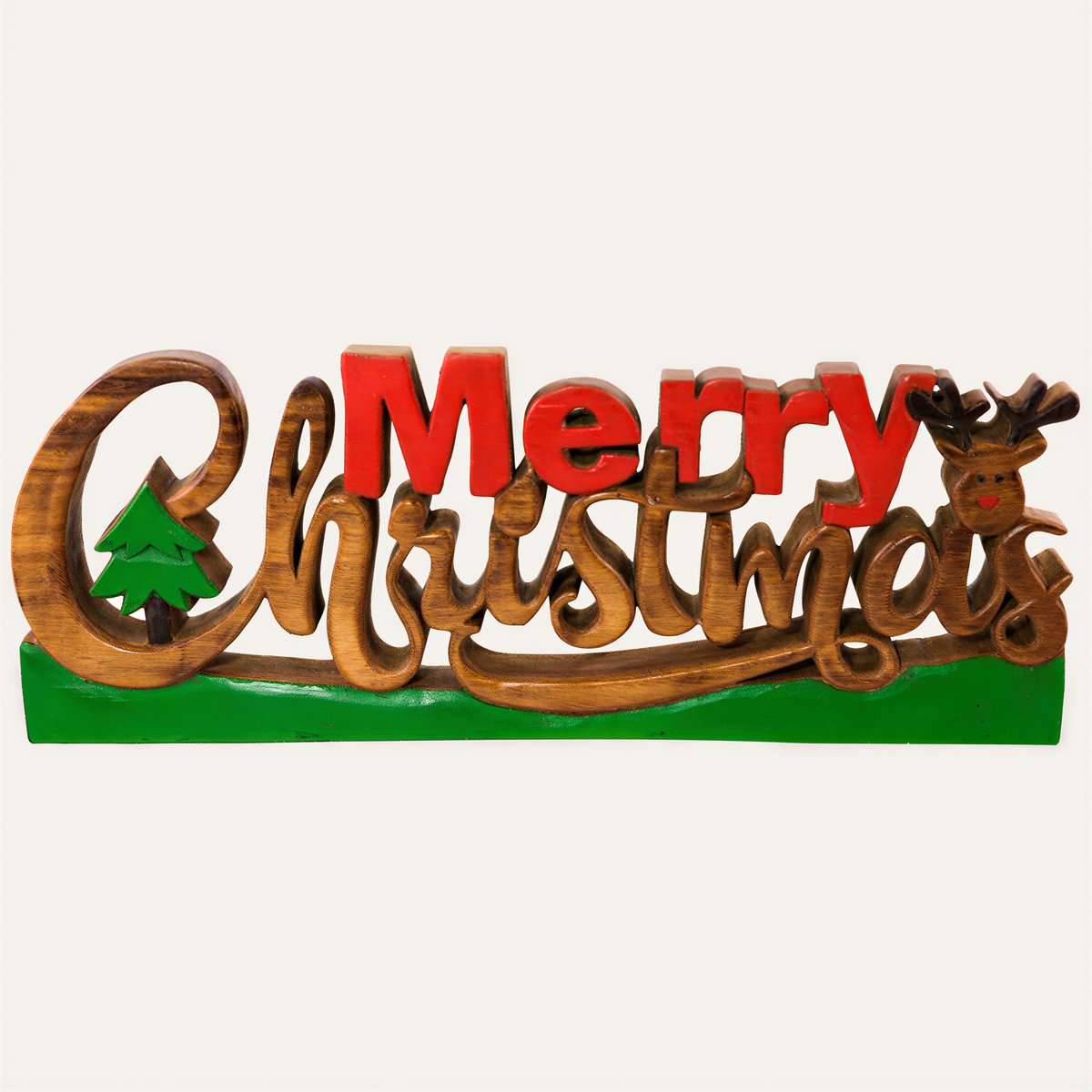Wooden Christmas Sign – Merry Spirit, Acacia Wood
