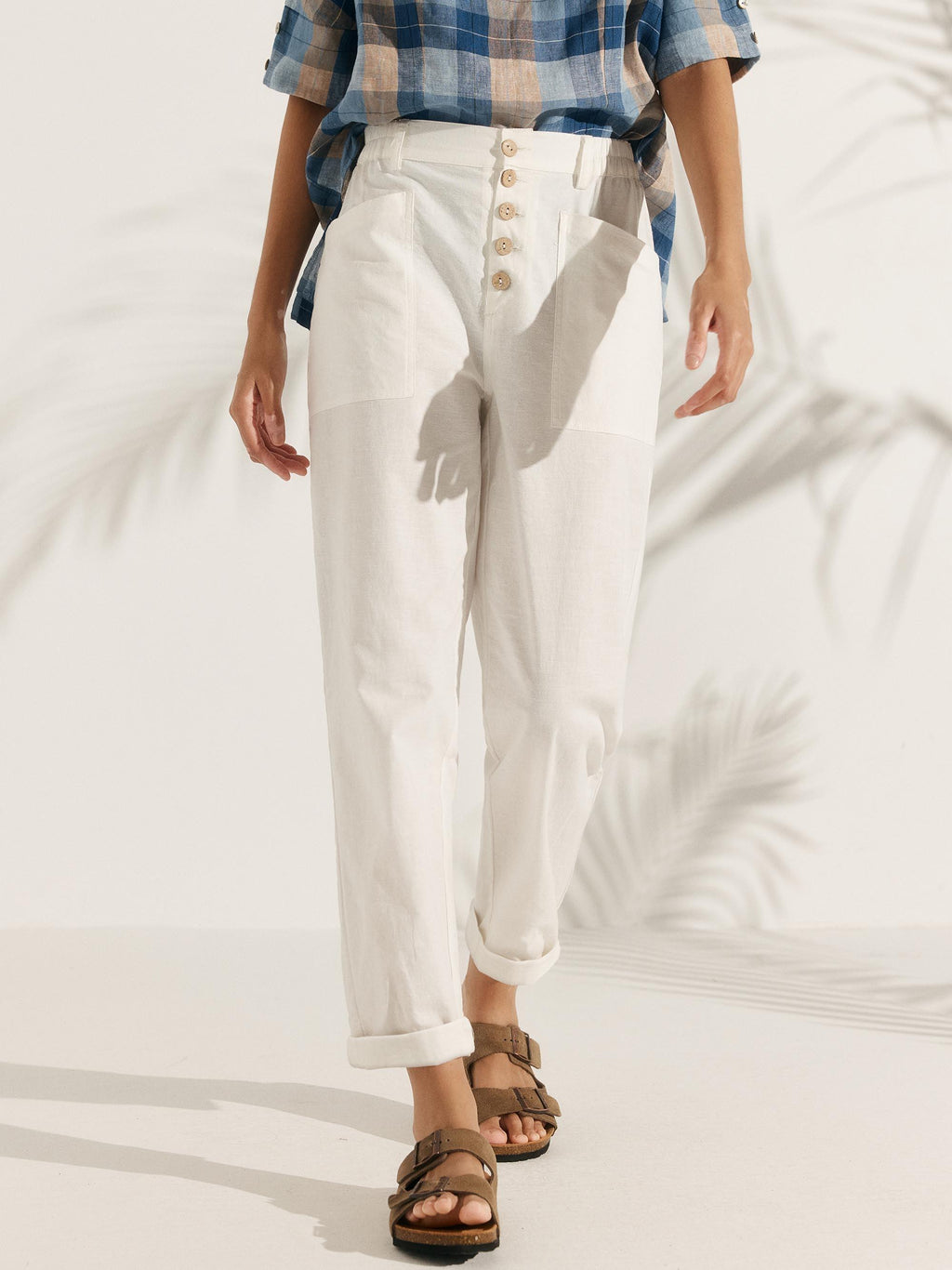 Linen Simple Button Fly Trousers HEIDI
