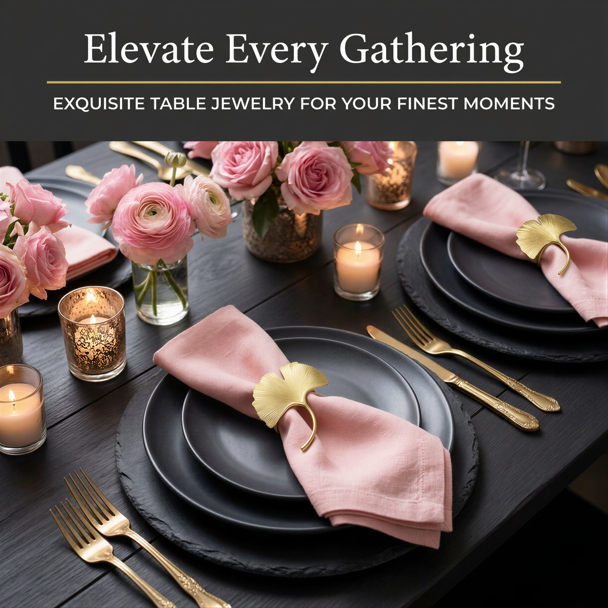 Gold Leaf Napkin Rings – Elegant Leaf Design Rings | Rust Resistant Table Decor Accessories