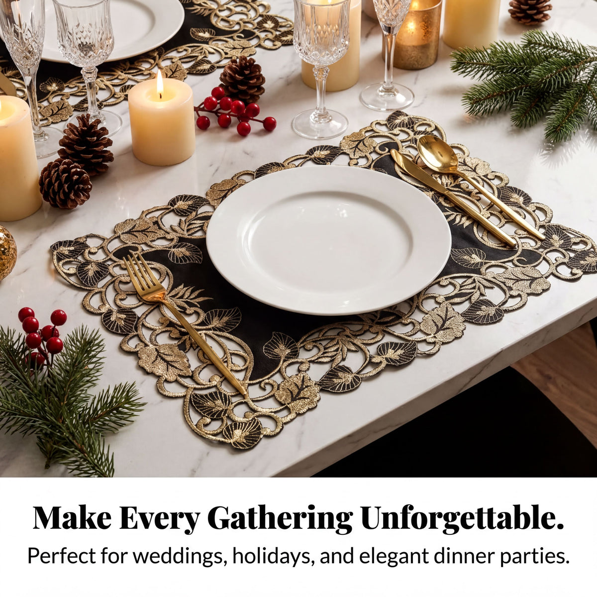 Black Gold Placemats – Midnight Gold, 12x18 Inch
