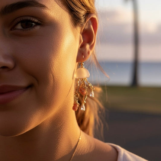 Spondy Jellyfish Earrings and Necklace Set