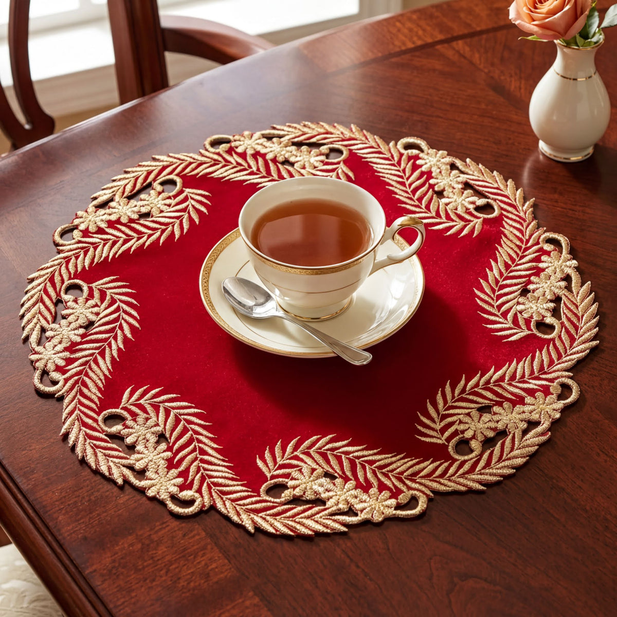 Burgundy Gold Doilies – Wine Grace, 15 Inch