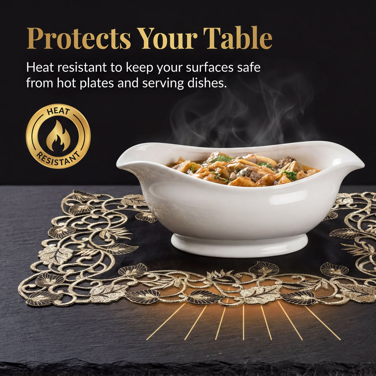 Black Gold Placemats – Midnight Gold, 12x18 Inch