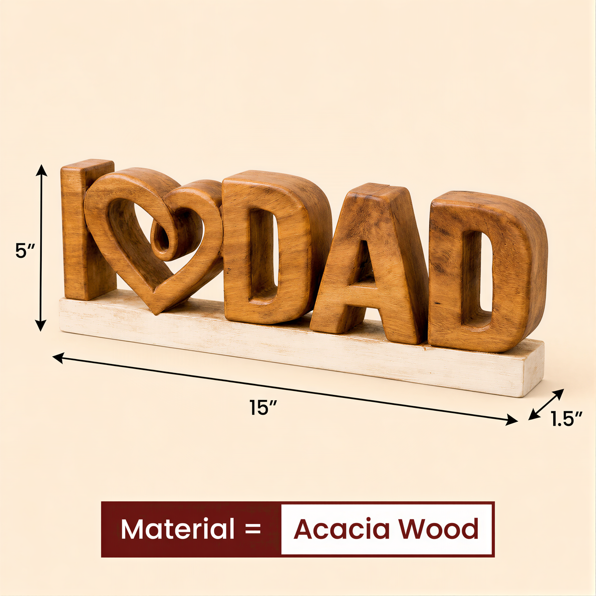 Wooden Dad Sign – Emmeric Love Dad, Acacia Wood