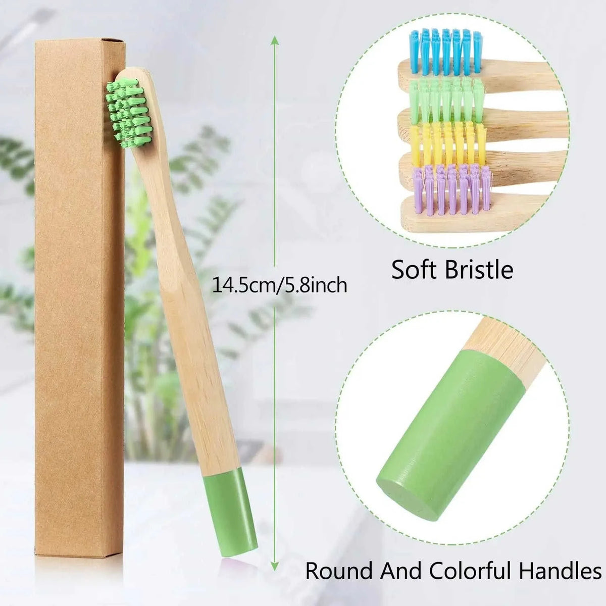 10-pack Eco Friendly Bamboo Toothbrush Set Eco My Home  Natural Toothbrush ecomyhome.store United States