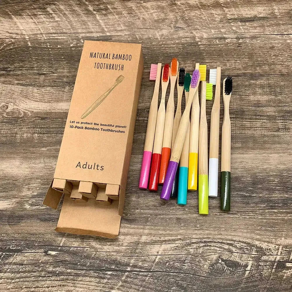 10-pack Eco Friendly Bamboo Toothbrush Set Eco My Home  Natural Toothbrush ecomyhome.store United States