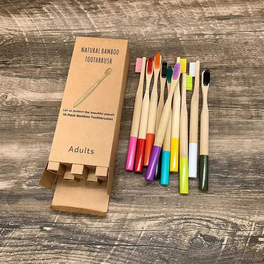 10-pack Eco Friendly Bamboo Toothbrush Set Eco My Home  Natural Toothbrush ecomyhome.store United States