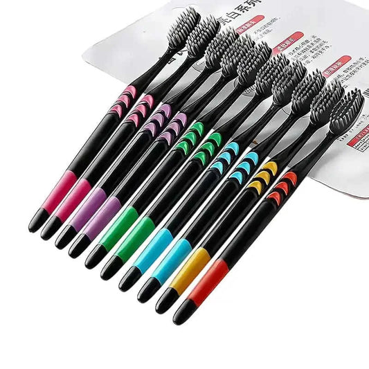 10-Pack Soft Bristle Bamboo Charcoal Toothbrush Set Eco My Home  Natural Toothbrush ecomyhome.store United States