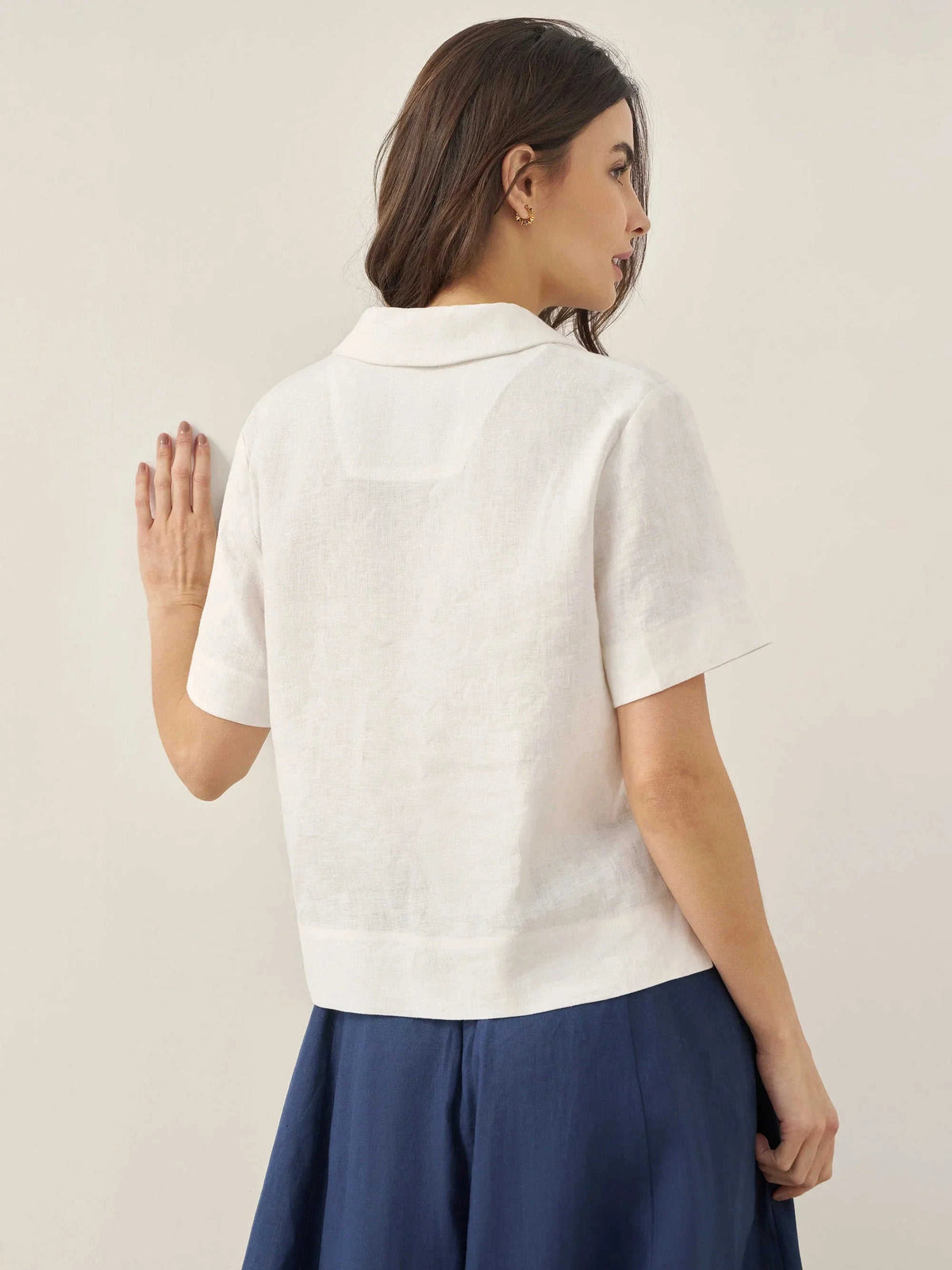 100% Linen Button-Up Short Sleeve Shirt ORENDA Eco My Home Tops > Shirts > Linen > Work Office / Office Workwear LINTICO ecomyhome.store United States