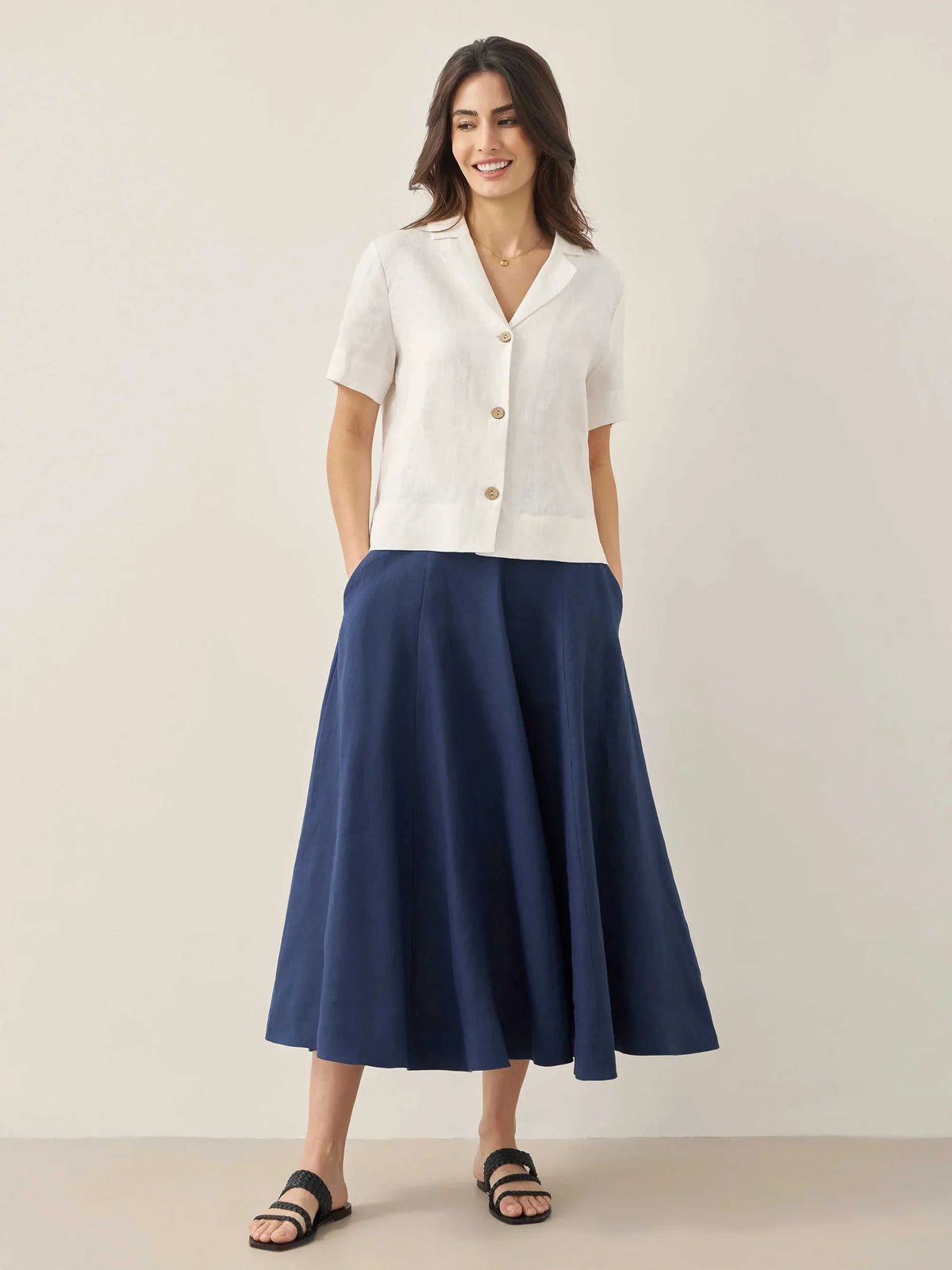 100% Linen Button-Up Short Sleeve Shirt ORENDA Eco My Home Tops > Shirts > Linen > Work Office / Office Workwear LINTICO ecomyhome.store United States
