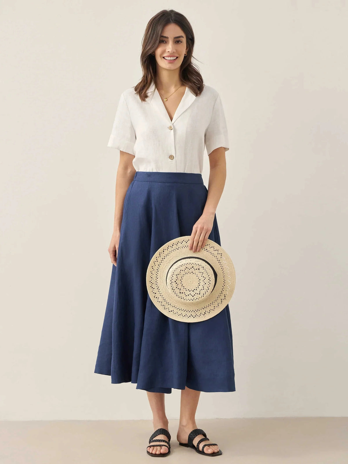 100% Linen Button-Up Short Sleeve Shirt ORENDA Eco My Home Tops > Shirts > Linen > Work Office / Office Workwear LINTICO ecomyhome.store United States
