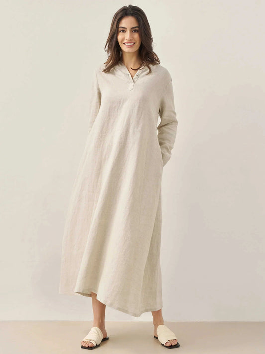 100% Linen Hooded Pullover Midi Dress REBECCA Eco My Home Dresses > Midi Dresses > Linen > Casual Comfortable / Lightweight LINTICO ecomyhome.store United States