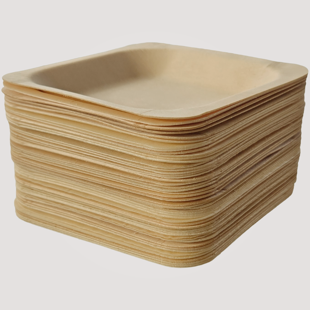 Eco Friendly, Square Wooden Plate  7" X 7" (300 Pack) $0.43 each- like Bamboo and Palm leaf