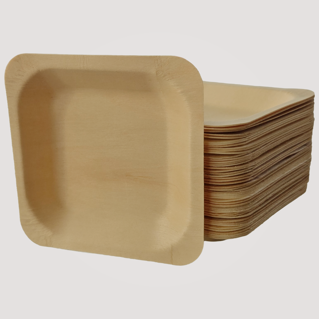 Eco Friendly, Square Wooden Plate  7" X 7" (300 Pack) $0.43 each- like Bamboo and Palm leaf