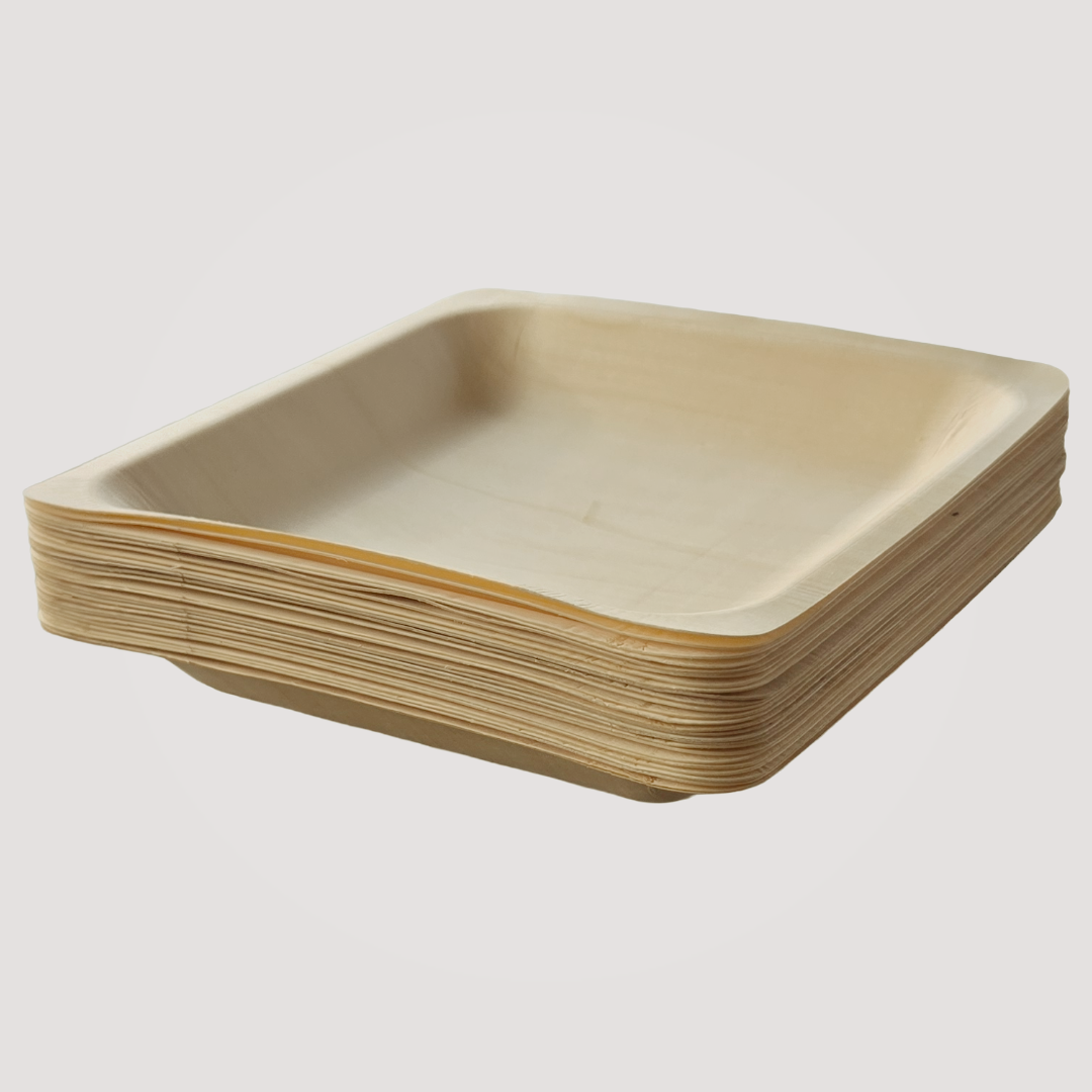 Eco Friendly, Square Wooden Plate  7" X 7" (300 Pack) $0.43 each- like Bamboo and Palm leaf
