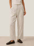 100% Linen Sketch Stripe Straight-Leg Pants ELOISE