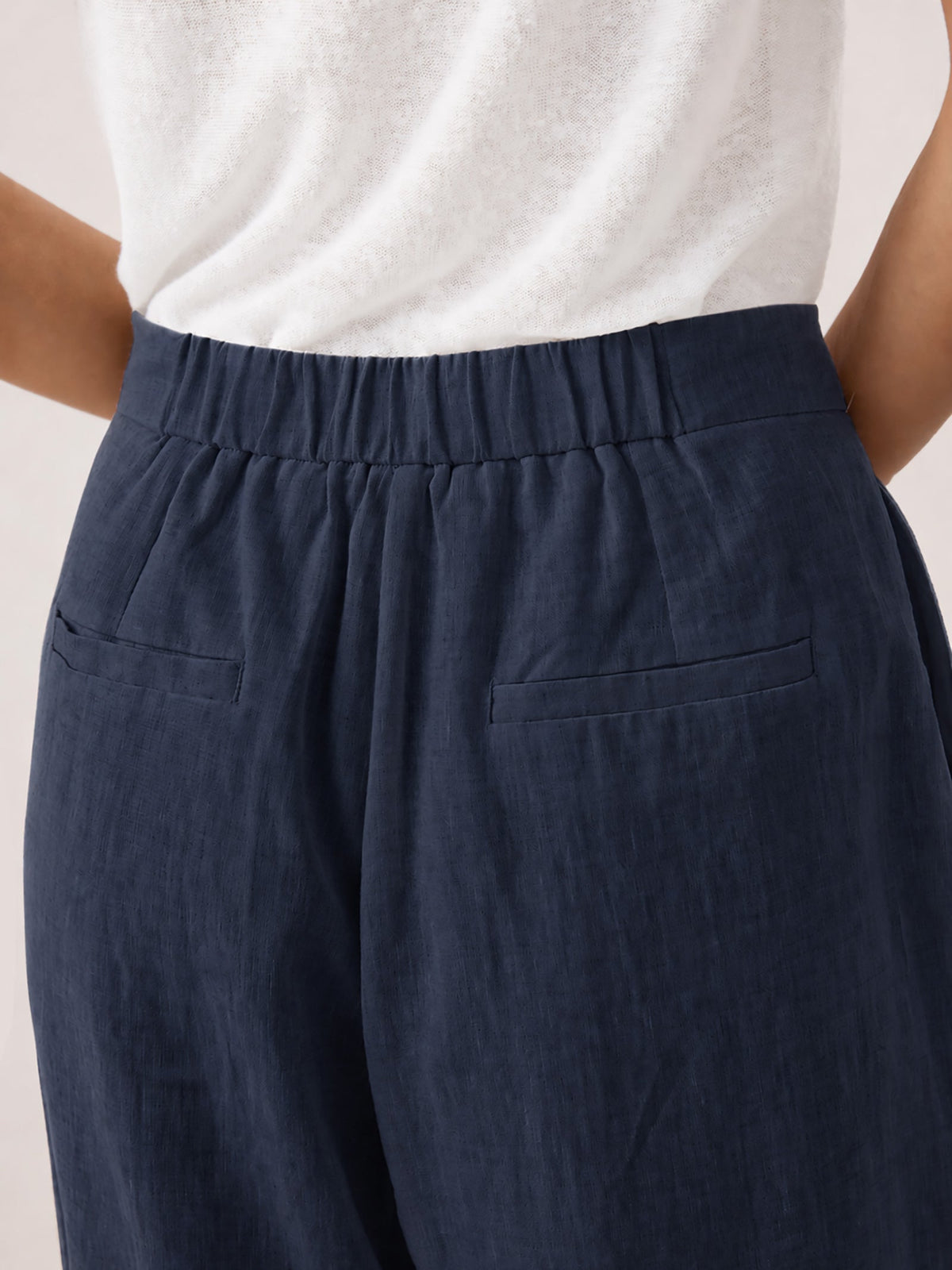 100% Linen Buttoned Slit-Hem Pants KATYA