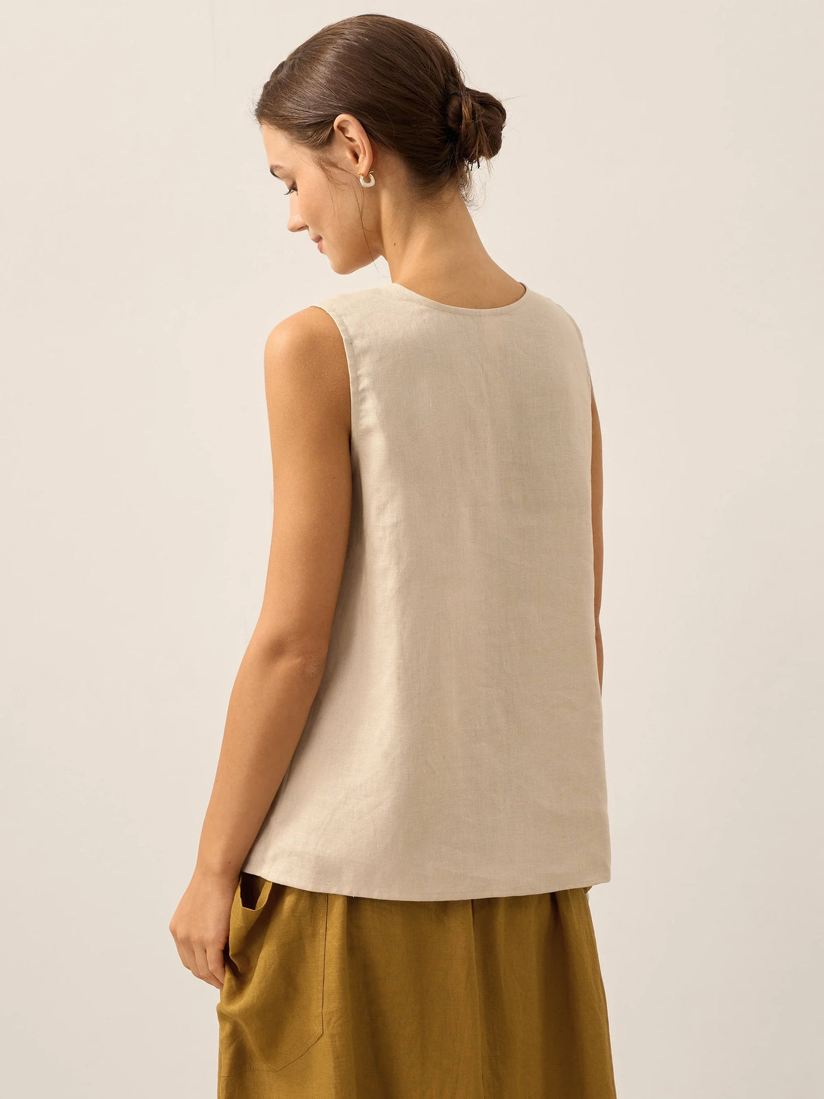 100% Linen Button-Down Tank Top ERIN