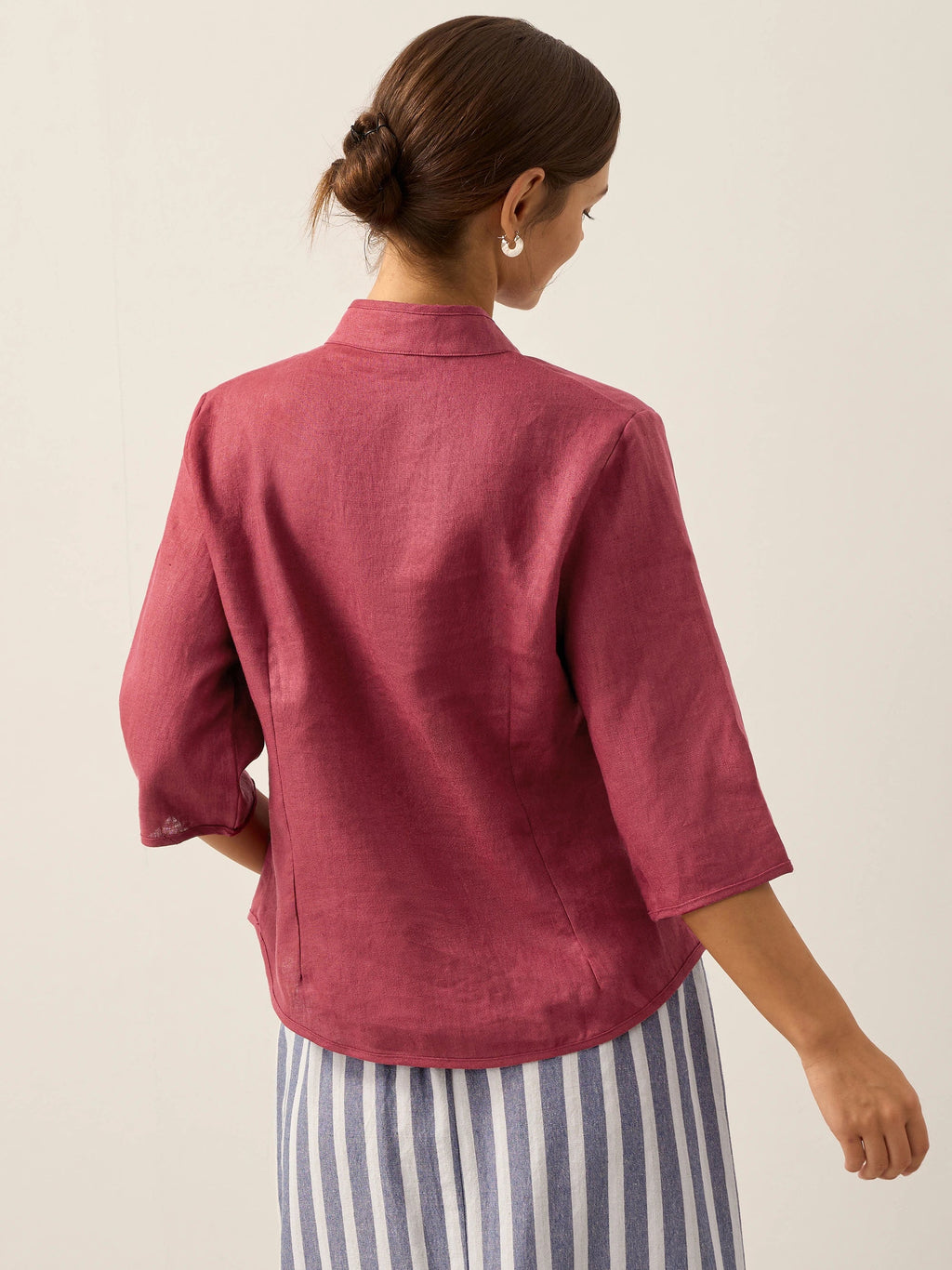 100% Linen Hand Button Fitted Jacket AMELIA