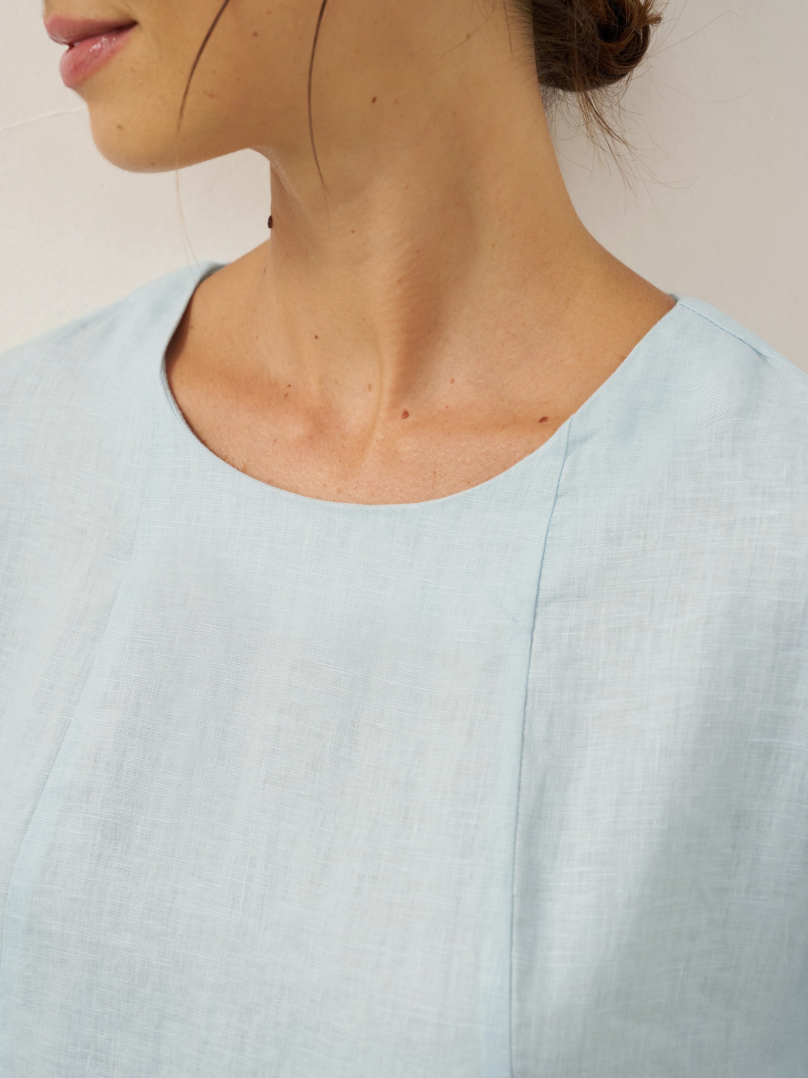 100% Linen Vintage A-Line Button Detail Midi Dress AMIN
