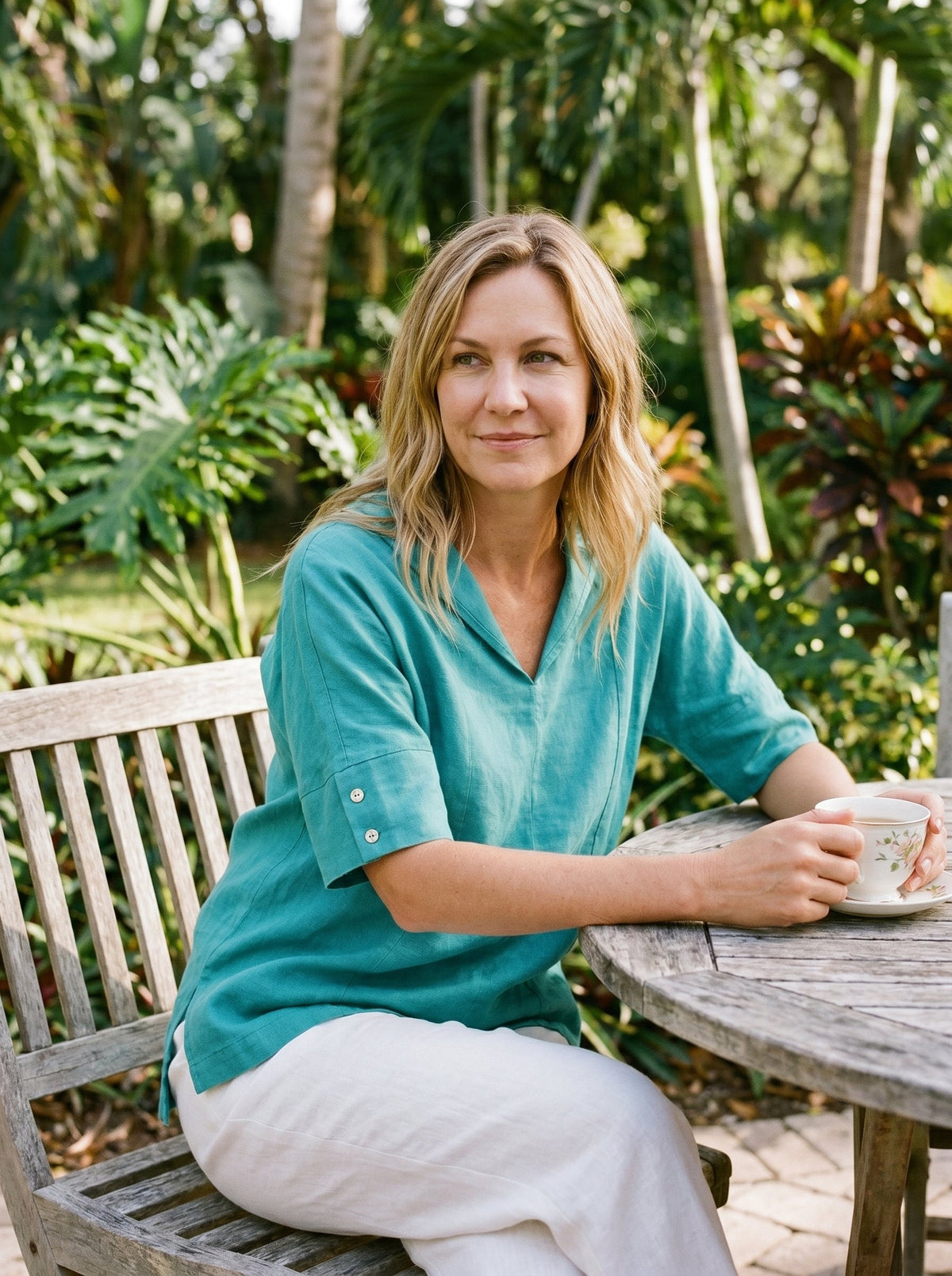 Linen V-Neck Short-Sleeve Shirt SIERRA
