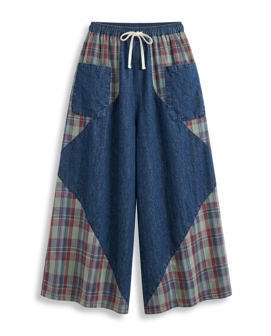Unique Patchwork Wide Leg Trousers